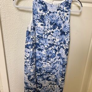NWT Abercrombie High-Neck Linen-Blend Mini Dress in Navy Floral